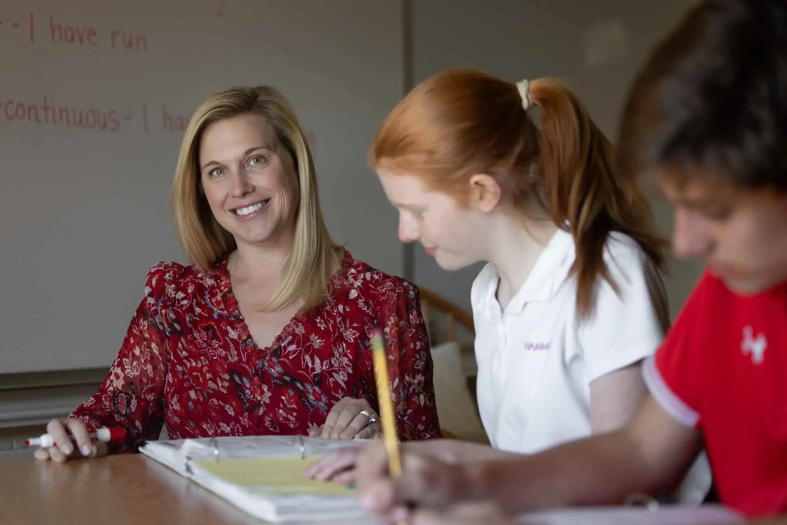 Female teacher with MS student.
