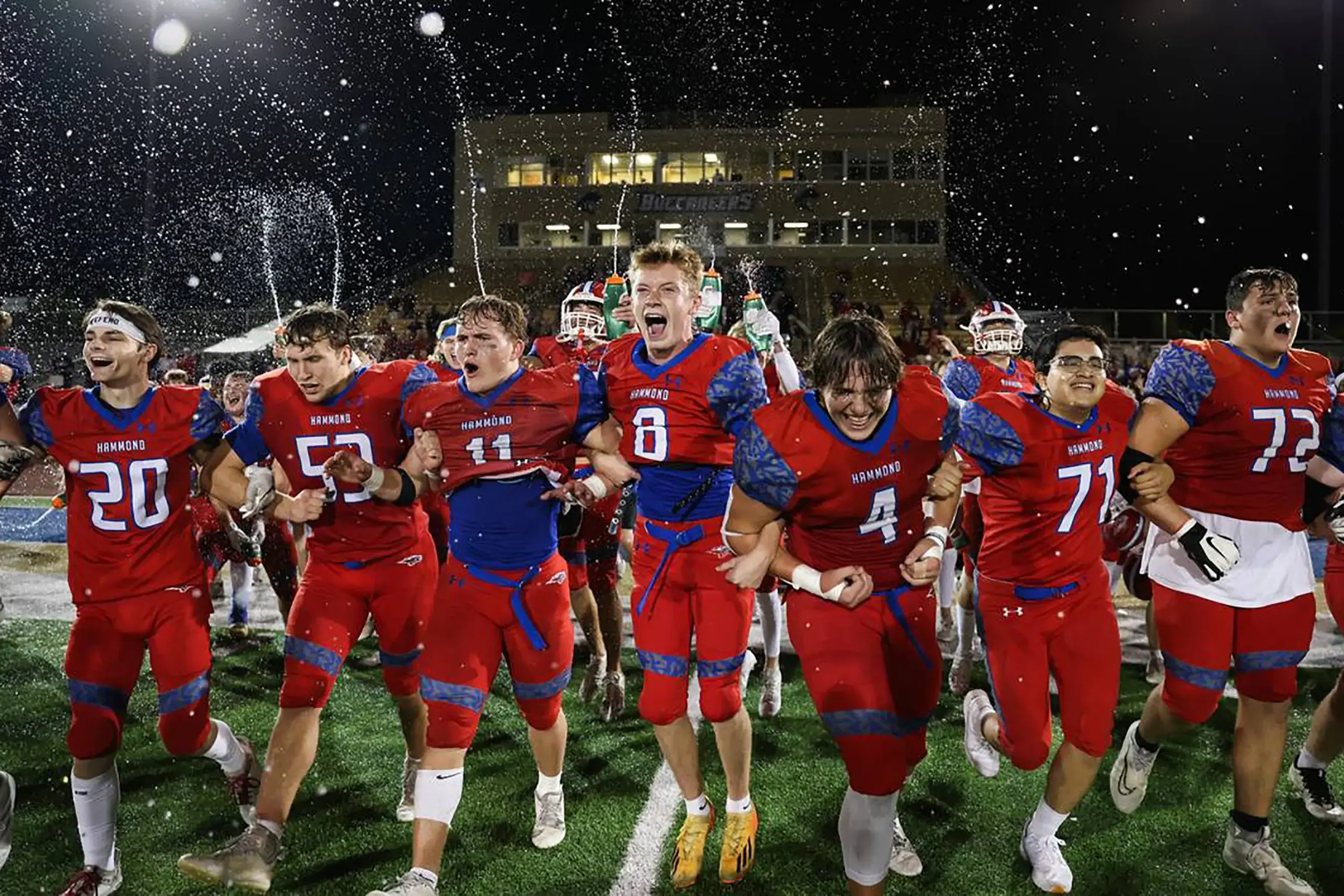 Hammond Football Team Celebrating Win